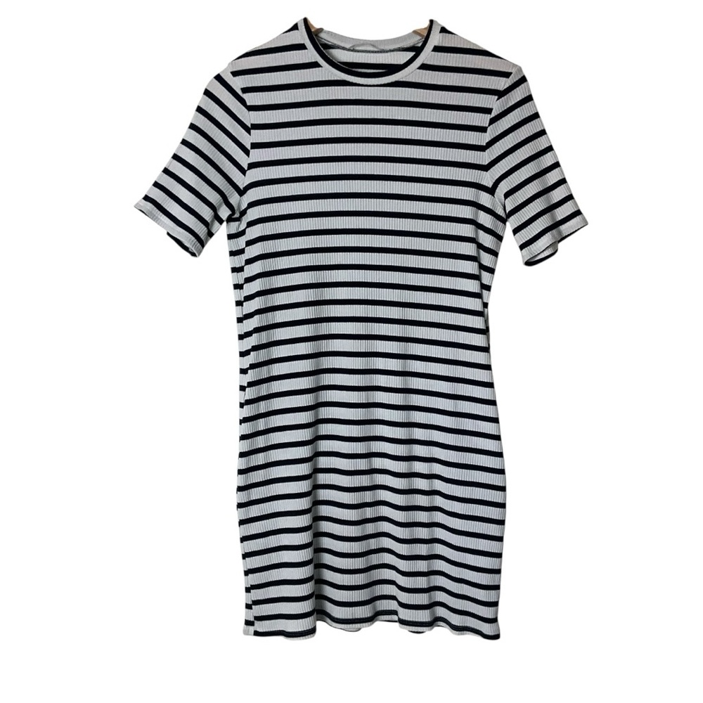 Reformation Black and White Striped Mini Dress